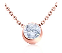 Rose Gold Plated Circle Shaped CZ Silver Necklace SPE-2075-RO-GP